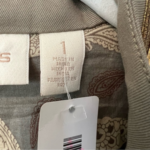 Chicos NWT Womens 2 Open Sequin Beaded Embellished Floral Military Style Jacket - Picture 4 of 7